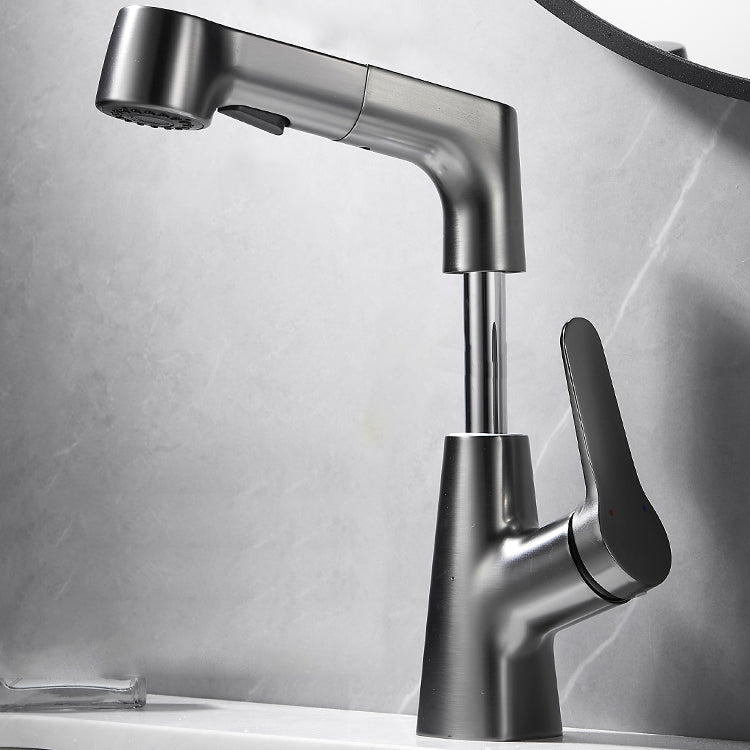 Skorter | Bathroom Vessel Faucet High Arc Three-Way Spout Single Handle Faucet with Pull-Out Sprayer