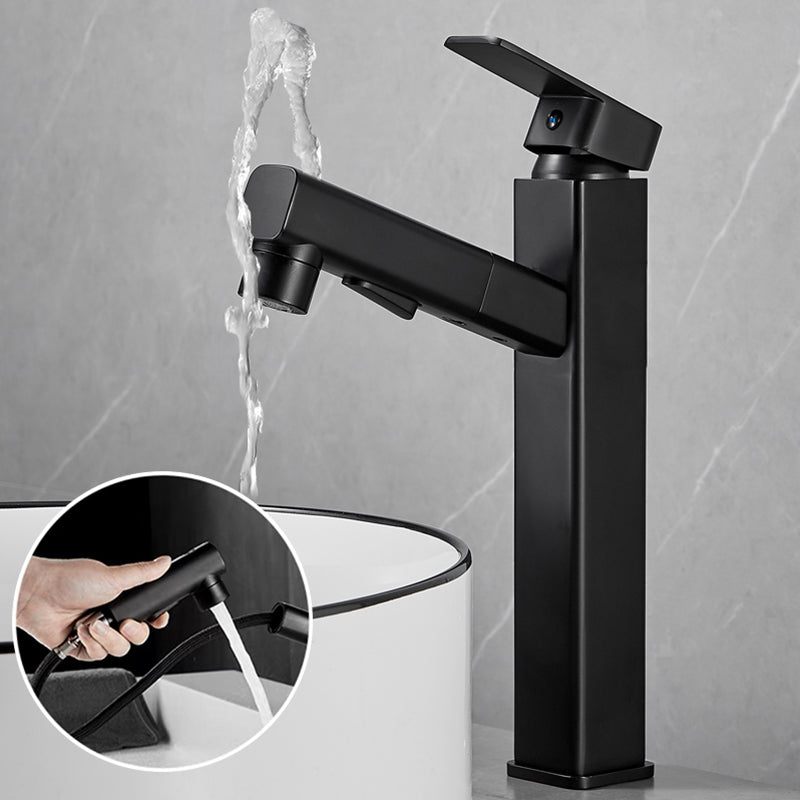 Skorter | Bathroom Vessel Faucet High Arc Three-Way Spout Single Handle Faucet with Pull-Out Sprayer