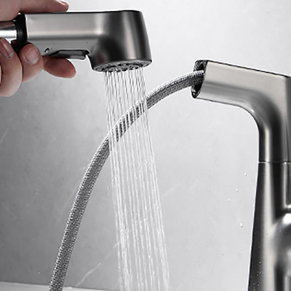 Skorter | Bathroom Vessel Faucet High Arc Three-Way Spout Single Handle Faucet with Pull-Out Sprayer