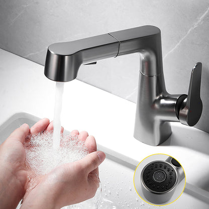 Skorter | Bathroom Vessel Faucet High Arc Three-Way Spout Single Handle Faucet with Pull-Out Sprayer