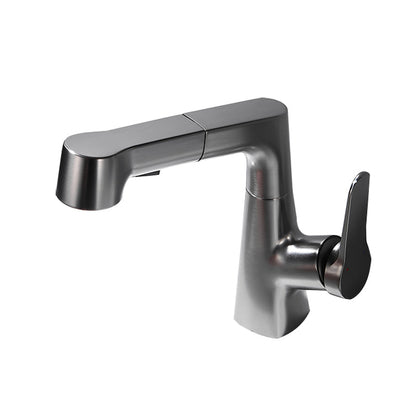Skorter | Bathroom Vessel Faucet High Arc Three-Way Spout Single Handle Faucet with Pull-Out Sprayer