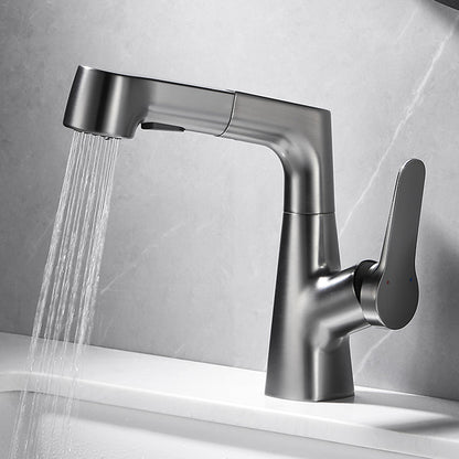 Skorter | Bathroom Vessel Faucet High Arc Three-Way Spout Single Handle Faucet with Pull-Out Sprayer