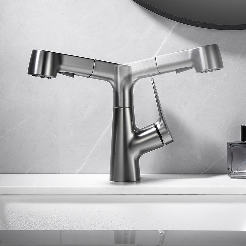 Skorter | Bathroom vessel faucet high arc three-way spout single-handle faucet with pull-out sprayer