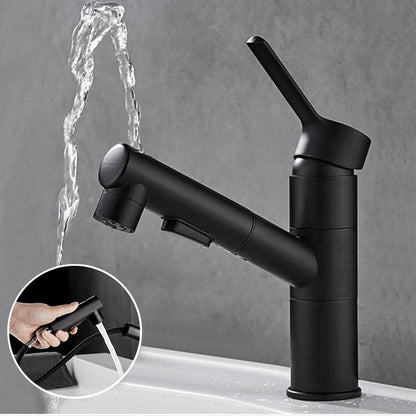 Skorter | Bathroom Vessel Faucet High Arc Three-Way Spout Single Handle Faucet with Pull-Out Sprayer