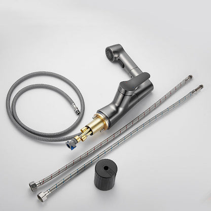 Skorter | Bathroom vessel faucet high arc three-way spout single-handle faucet with pull-out sprayer