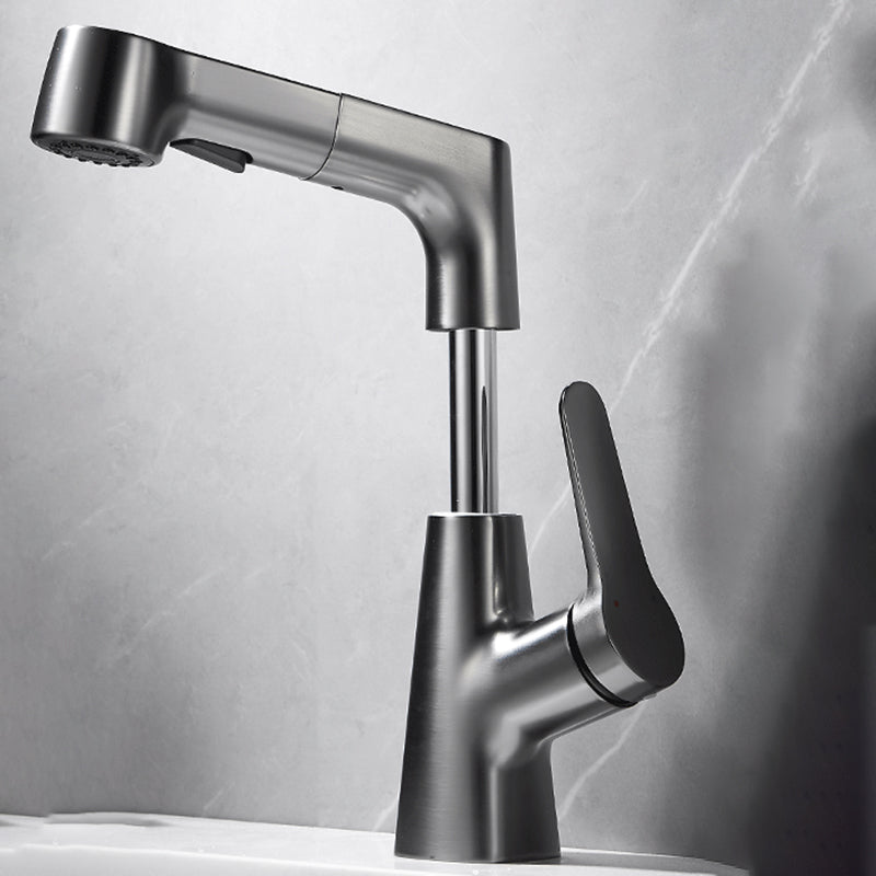 Skorter | Bathroom Vessel Faucet High Arc Three-Way Spout Single Handle Faucet with Pull-Out Sprayer