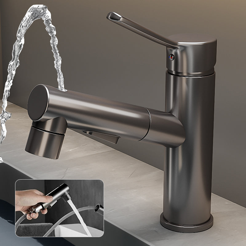 Skorter | Bathroom Vessel Faucet High Arc Three-Way Spout Single Handle Faucet with Pull-Out Sprayer