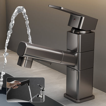 Skorter | Bathroom Vessel Faucet High Arc Three-Way Spout Single Handle Faucet with Pull-Out Sprayer
