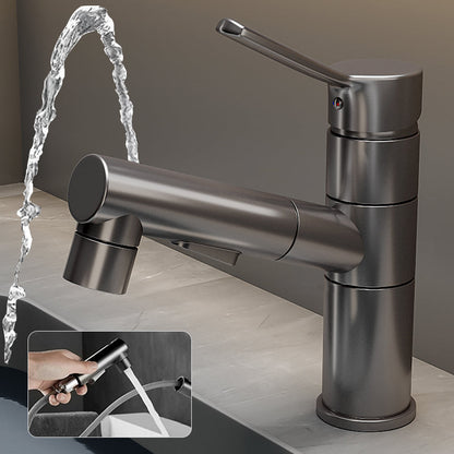 Skorter | Bathroom Vessel Faucet High Arc Three-Way Spout Single Handle Faucet with Pull-Out Sprayer