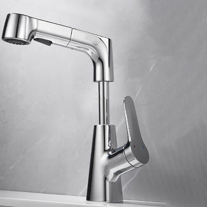 Skorter | Bathroom Vessel Faucet High Arc Three-Way Spout Single Handle Faucet with Pull-Out Sprayer