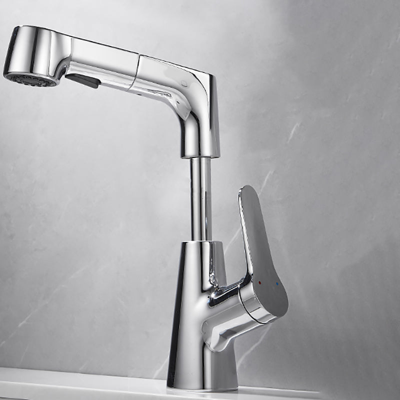 Skorter | Bathroom vessel faucet high arc three-way spout single-handle faucet with pull-out sprayer