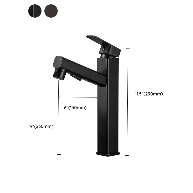 Skorter | Bathroom Vessel Faucet High Arc Three-Way Spout Single Handle Faucet with Pull-Out Sprayer