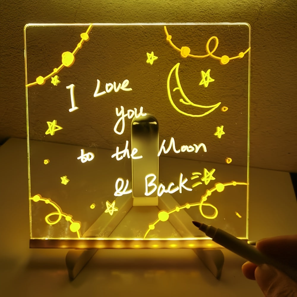 Skorter | USB LED Noteboard with 12 Colored Pens - Bright Message Board for Office & Home