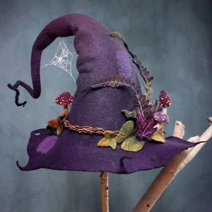Skorter | HexaHat – Handmade Felt Witch Hat made of Merino Wool & Silk Chiffon