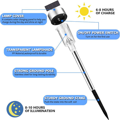 Skorter | Stainless steel outdoor pathway solar light - Waterproof, LED landscape lighting solar-powered light garden light for pathway patio courtyard