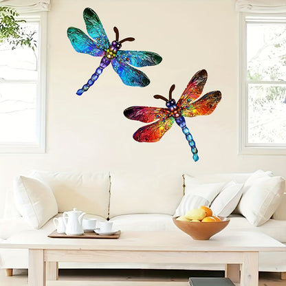 Skorter | 1/2 piece vibrant dragonfly wall art made of metal – artistic outdoor decoration for gardens, homes, and events – durable, versatile, and eye-catching – a perfect gift idea for any occasion