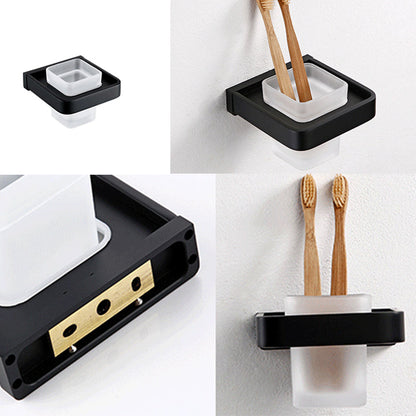 Skorter | Black Bathroom Accessories Hardware Set with Towel Rail and Bath Shelf