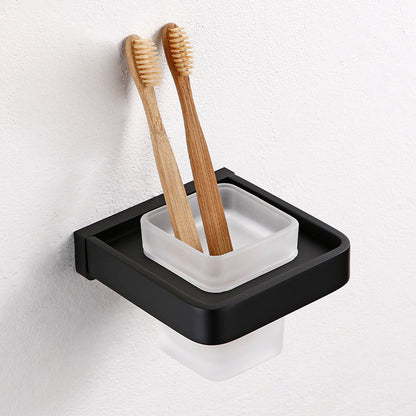 Skorter | Black Bathroom Accessories Hardware Set with Towel Rail and Bath Shelf