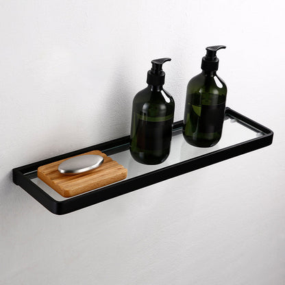 Skorter | Black Bathroom Accessories Hardware Set with Towel Bar and Bathroom Shelf