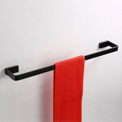 Skorter | Black Bathroom Accessories Hardware Set with Towel Rail and Bath Shelf