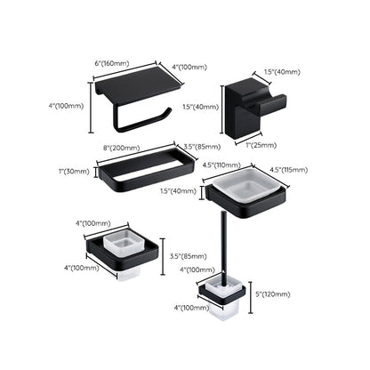 Skorter | Black Bathroom Accessories Hardware Set with Towel Bar and Bathroom Shelf