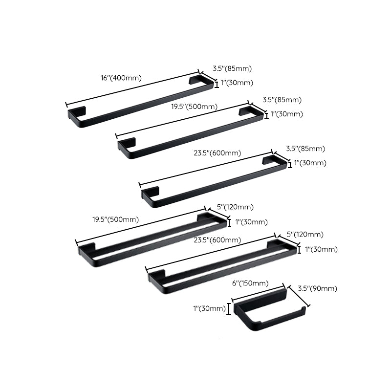 Skorter | Black Bathroom Accessories Hardware Set with Towel Bar and Bathroom Shelf