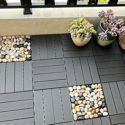 Skorter | 12" X 12" Deck/Patio floor tiles 4-Slat Square for outdoor patio tiles