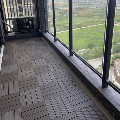 Skorter | 12" X 12" Deck/Patio floor tiles 4-Slat Square for outdoor patio tiles