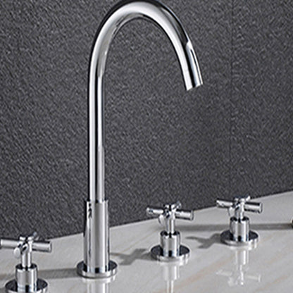 Skorter | Contemporary Bathroom Faucet Deck Mount Copper Low Arc Swivel Roman Bathtub Faucet Set