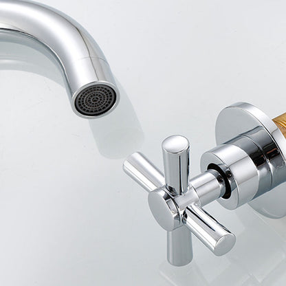 Skorter | Contemporary Bathroom Faucet Deck Mount Copper Low Arc Swivel Roman Bathtub Faucet Set