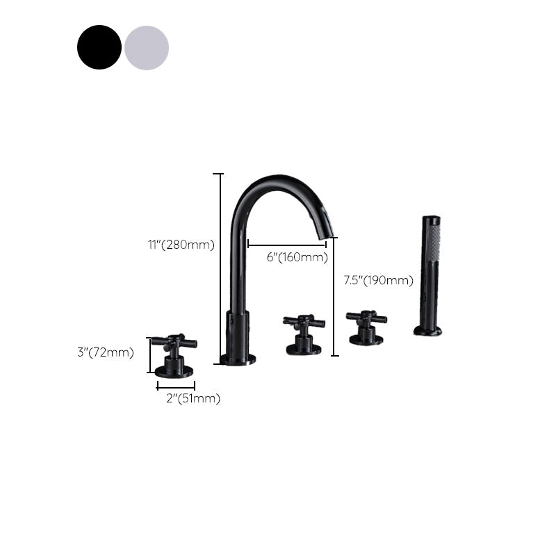 Skorter | Contemporary Bathroom Faucet Deck Mount Copper Low Arc Swivel Roman Bathtub Faucet Set