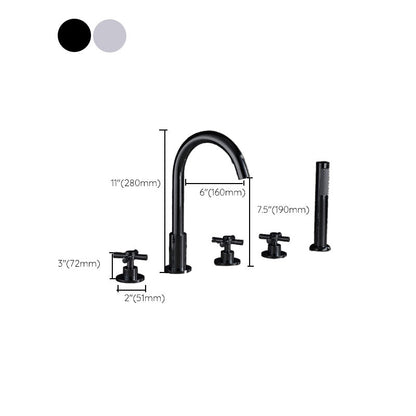 Skorter | Contemporary Bathroom Faucet Deck Mount Copper Low Arc Swivel Roman Bathtub Faucet Set