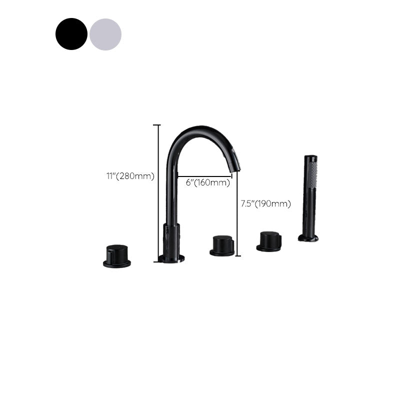Skorter | Contemporary Bathroom Faucet Deck Mount Copper Low Arc Swivel Roman Bathtub Faucet Set