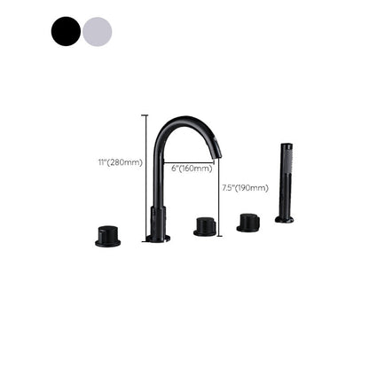 Skorter | Contemporary Bathroom Faucet Deck Mount Copper Low Arc Swivel Roman Bathtub Faucet Set