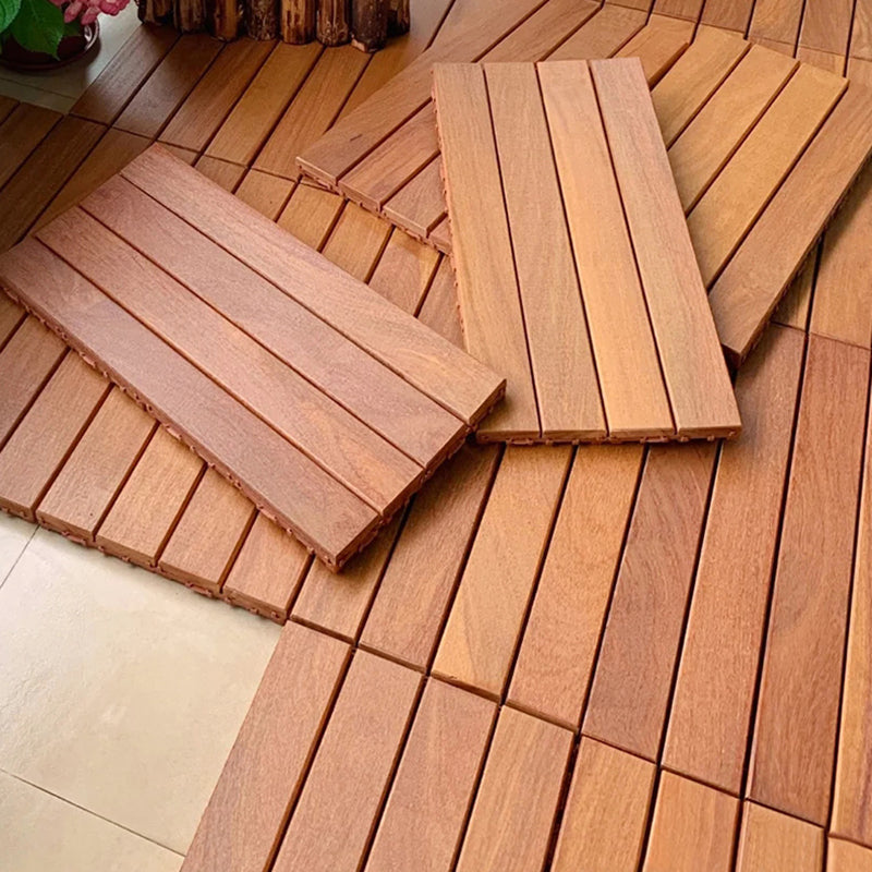 Skorter | 4-Slat Wood Deck/Patio Floor Tiles Interlocking Installation Floor Tiles