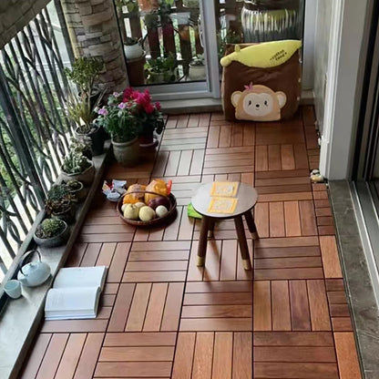 Skorter | 4-Slat Wood Deck/Patio Floor Tiles Interlocking Installation Floor Tiles