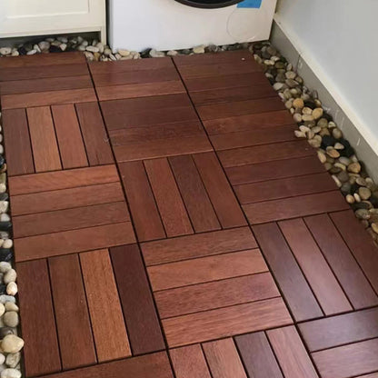 Skorter | 4-Slat Wood Deck/Patio Floor Tiles Interlocking Installation Floor Tiles