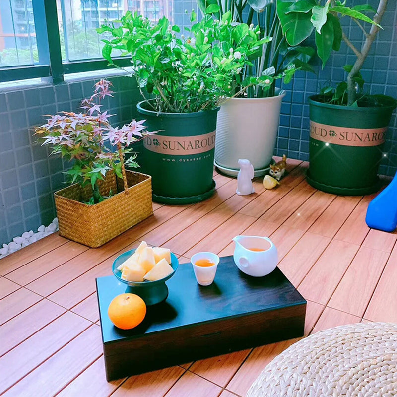 Skorter | 4-Slat Wood Deck/Patio Floor Tiles Interlocking Installation Floor Tiles