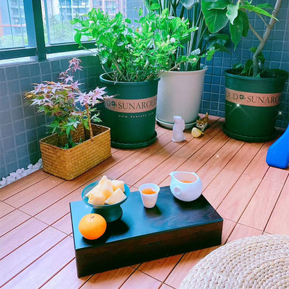 Skorter | 4-Slat Wood Deck/Patio Floor Tiles Interlocking Installation Floor Tiles