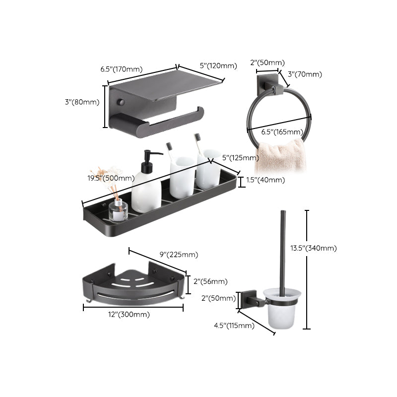 Skorter | Contemporary bathroom accessories single piece or in a set made of gray metal