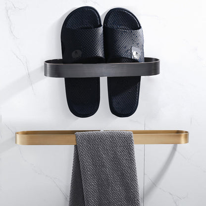Skorter | 2-piece modern bathroom hardware set in gold/black, towel holder