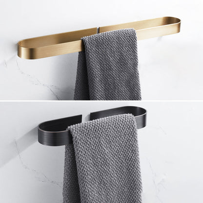 Skorter | 2-piece modern bathroom hardware set in gold/black, towel holder