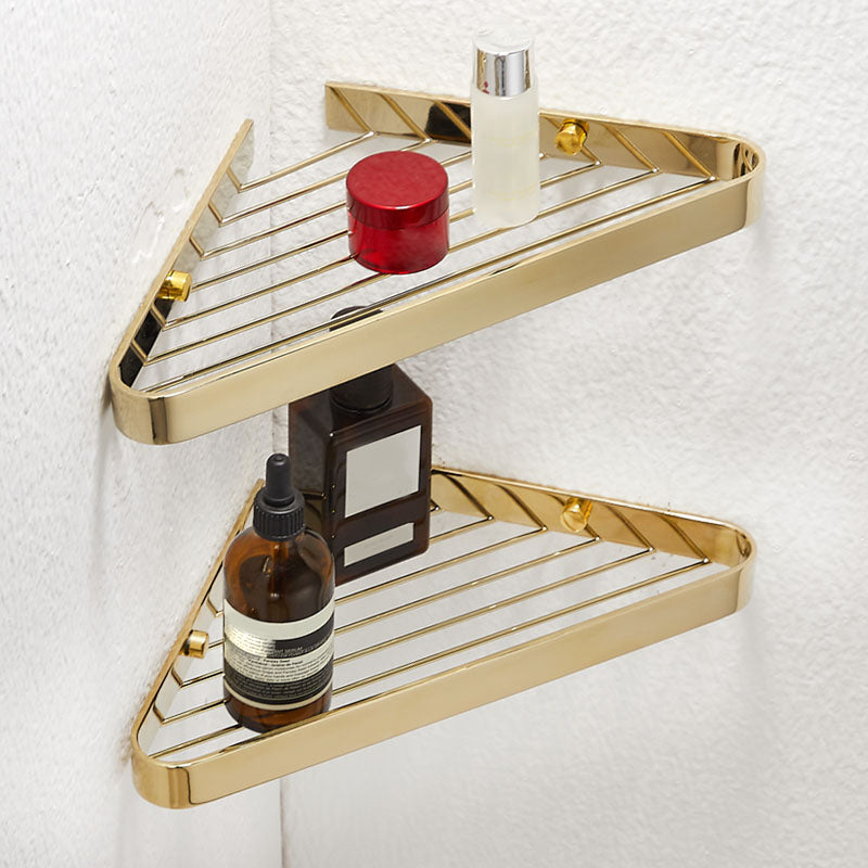 Skorter | 2-piece modern bathroom accessory set, polished chrome/gold, bathroom shelf