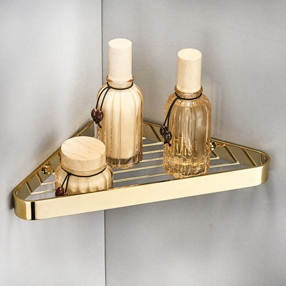 Skorter | 2-piece modern bathroom accessory set, polished chrome/gold, bathroom shelf