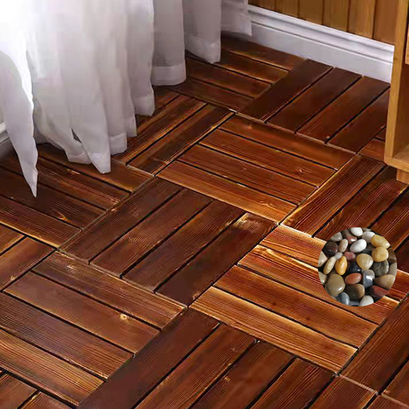 Skorter | 4-Slat Wood Floor Tiles Interlocking Installation Floor Tiles