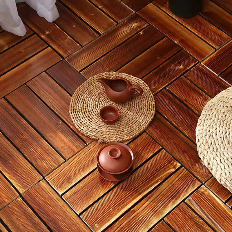 Skorter | 4-Slat Wood Floor Tiles Interlocking Installation Floor Tiles