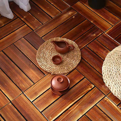 Skorter | 4-Slat Wood Floor Tiles Interlocking Installation Floor Tiles