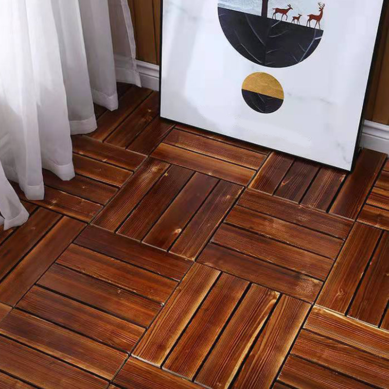 Skorter | 4-Slat Wood Floor Tiles Interlocking Installation Floor Tiles