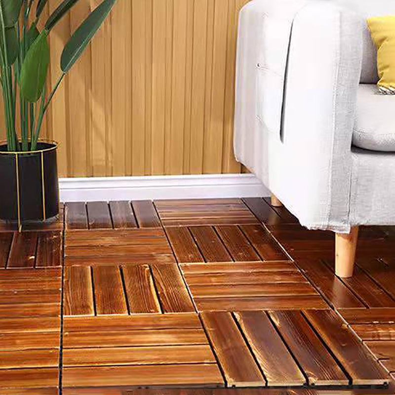 Skorter | 4-Slat Wood Floor Tiles Interlocking Installation Floor Tiles