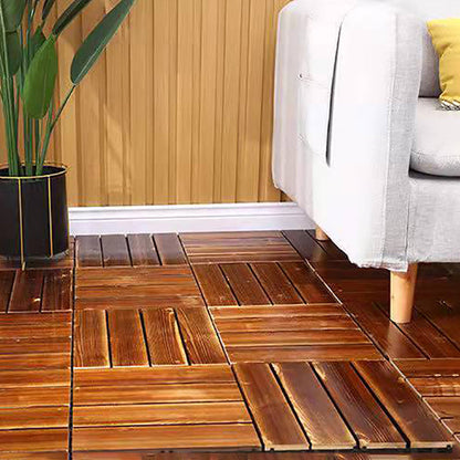 Skorter | 4-Slat Wood Floor Tiles Interlocking Installation Floor Tiles